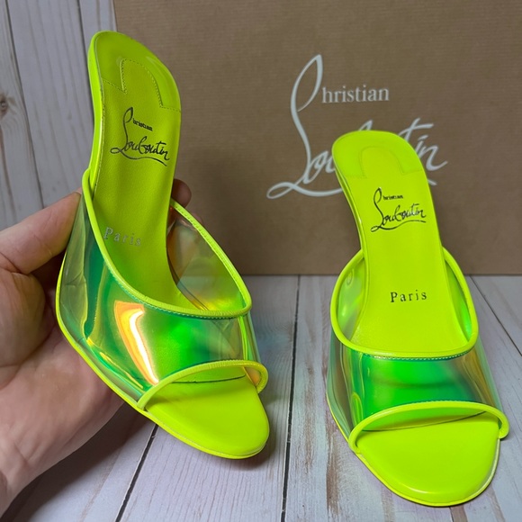 Christian Louboutin Just Arch 100 PVC Slide Sandal Flou Yellow Sz 37 / 7 - Picture 4 of 13